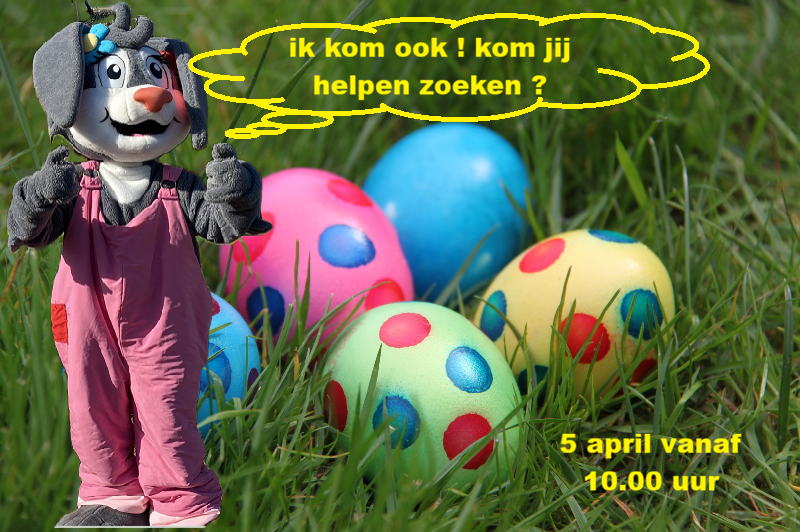 paashaas met eieren en tekst